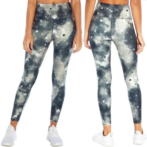 New Wildfox Sweat Small Pink Stars & Clouds Printed Leggings High Waist Workout - Picture 10 of 10